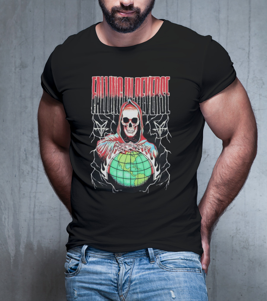 Falling In Reverse Skull Hood Globe T-Shirt