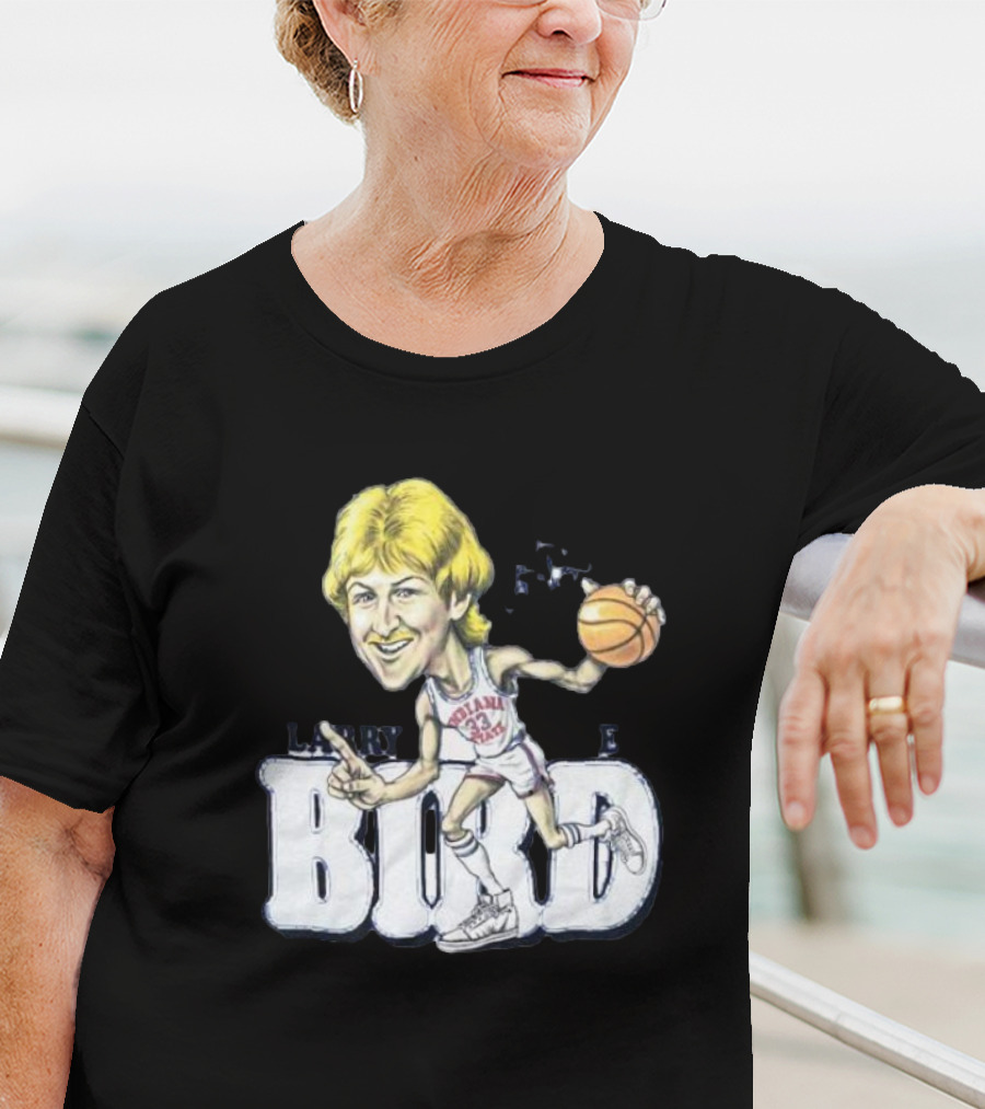Larry Bird Indiana State Basketball Caricature Signature T-Shirt