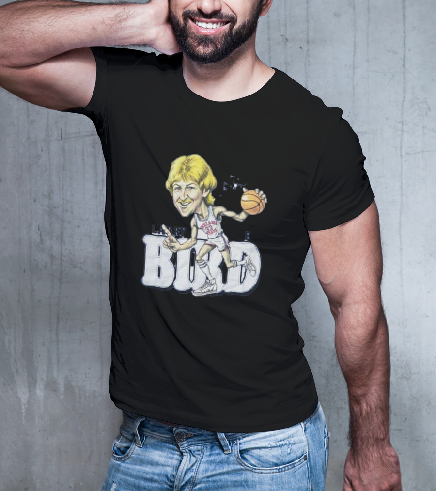 Larry Bird Indiana State Basketball Caricature Signature T-Shirt