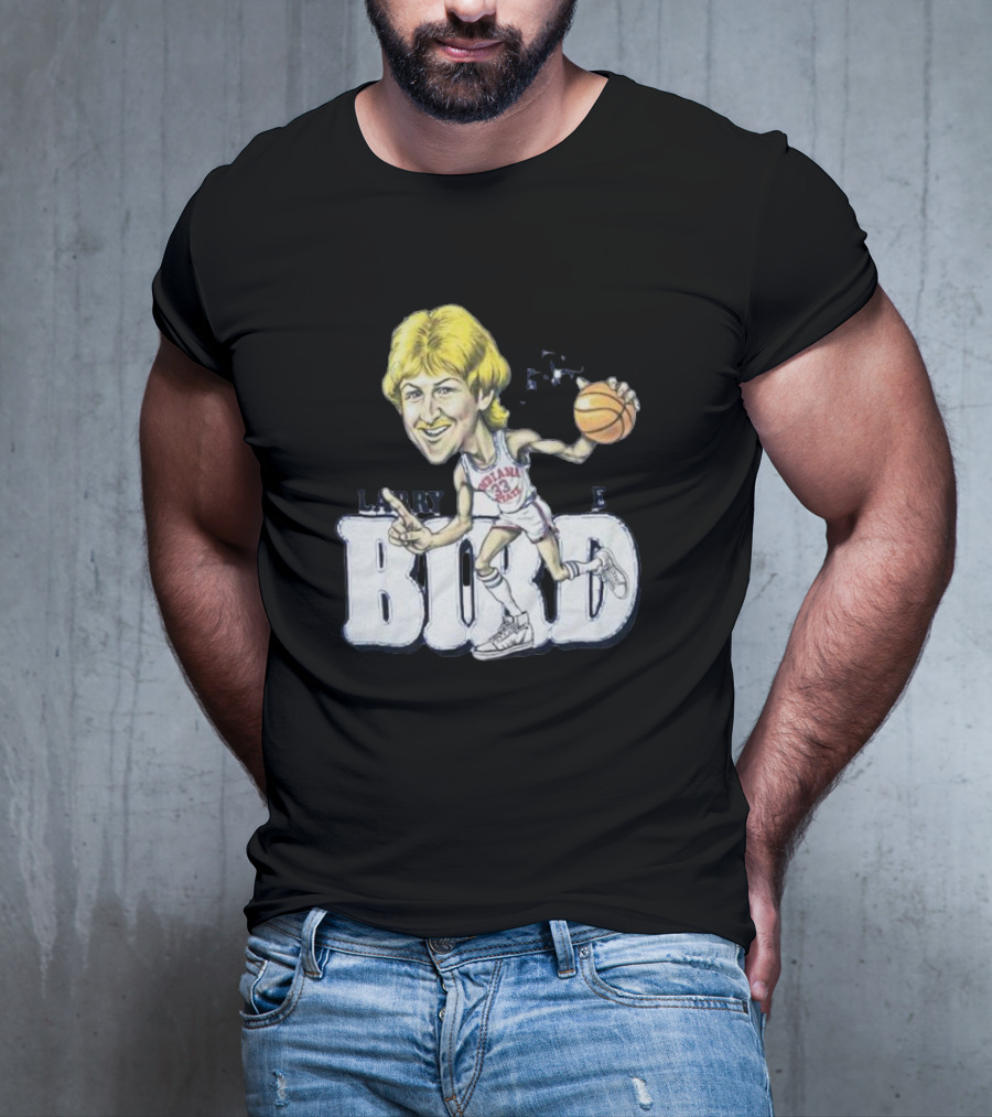 Larry Bird Indiana State Basketball Caricature Signature T-Shirt