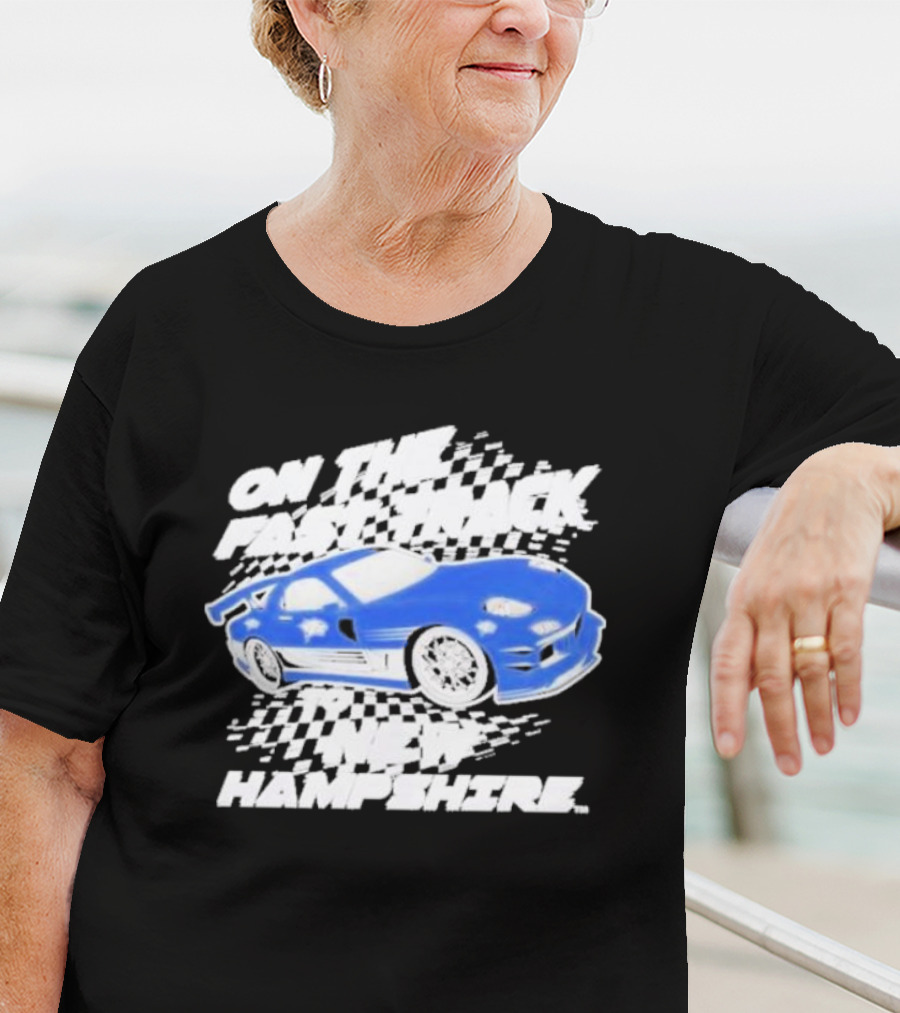 On The Fast Track New Hampshire Wildcats Racing Car T-Shirt