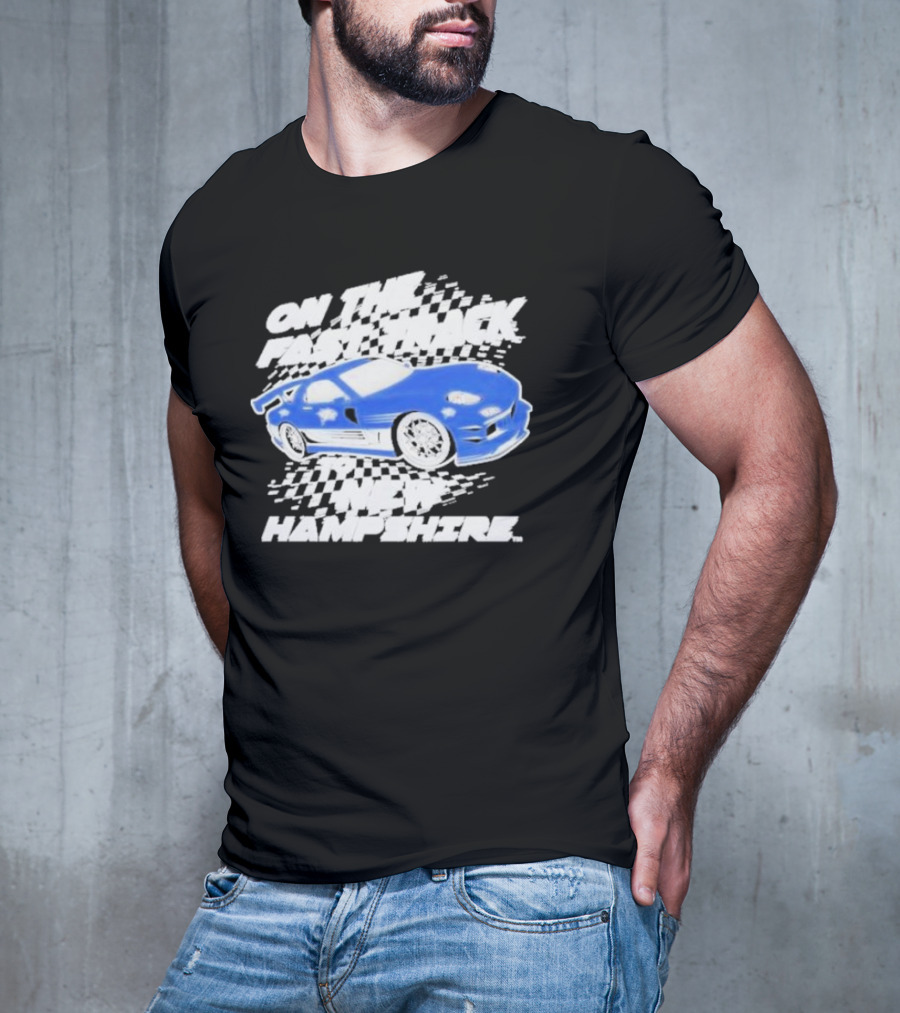On The Fast Track New Hampshire Wildcats Racing Car T-Shirt