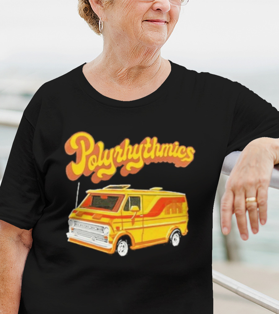 Polyrhythmics Bright Yellow Van With Retro Red Stripes T-Shirt