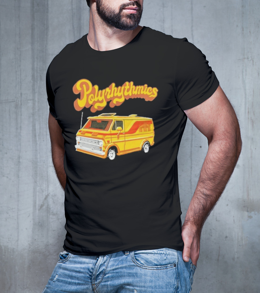 Polyrhythmics Bright Yellow Van With Retro Red Stripes T-Shirt