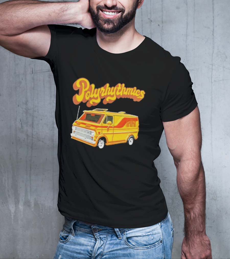 Polyrhythmics Bright Yellow Van With Retro Red Stripes T-Shirt
