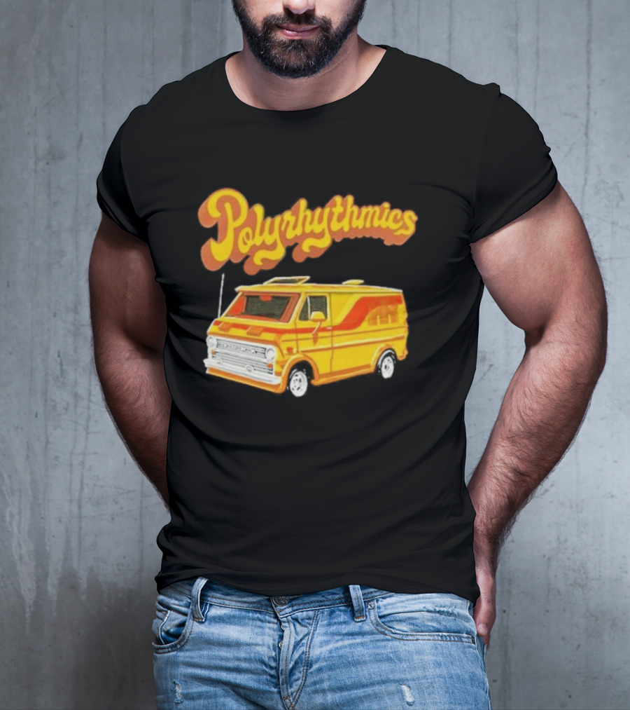 Polyrhythmics Bright Yellow Van With Retro Red Stripes T-Shirt