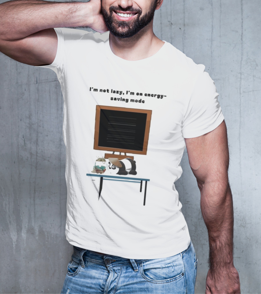 I’m Not Lazy I’m On Energy Saving Mode Cat Relaxing By Television T-Shirt