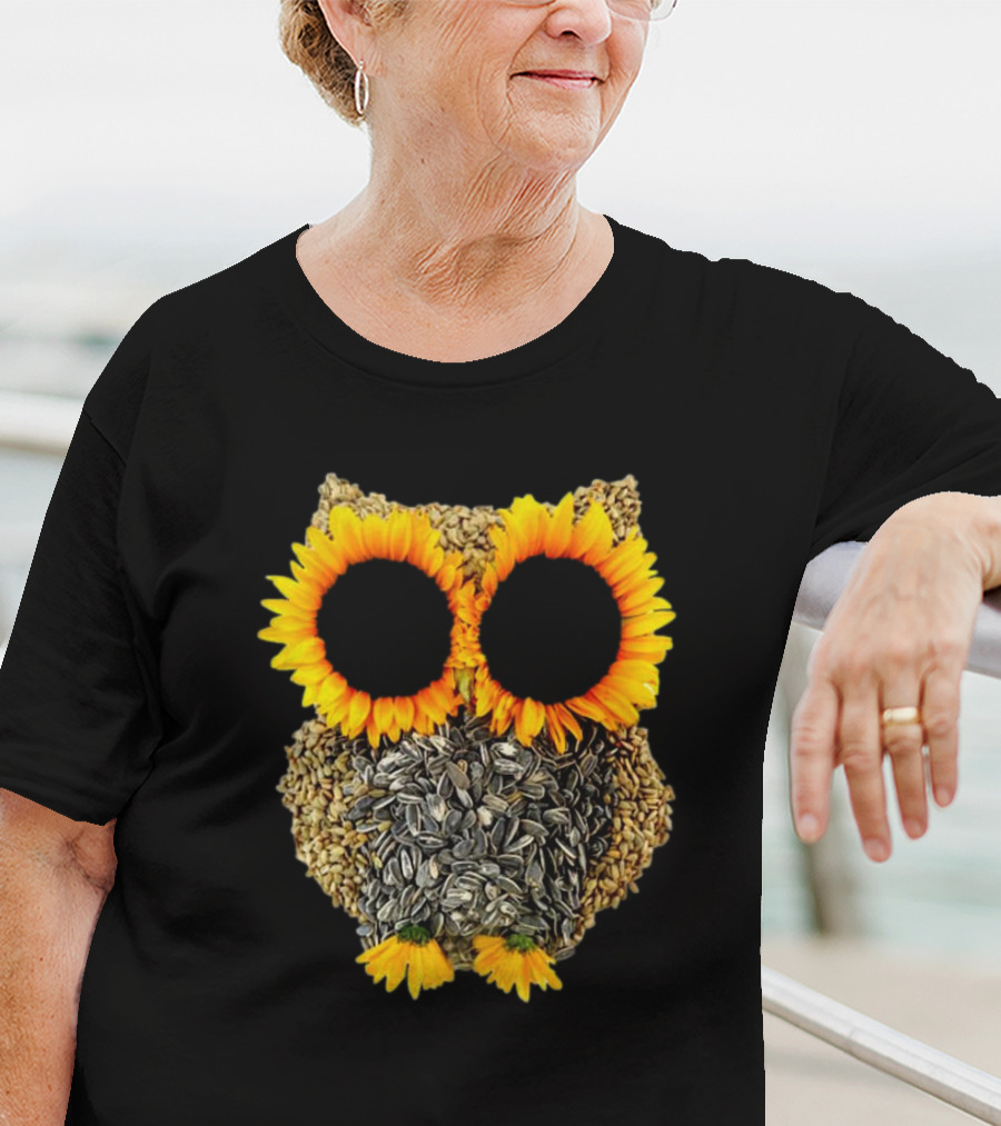 Sunflower Seed Owl With Bright Sunflower Eyes T-Shirt