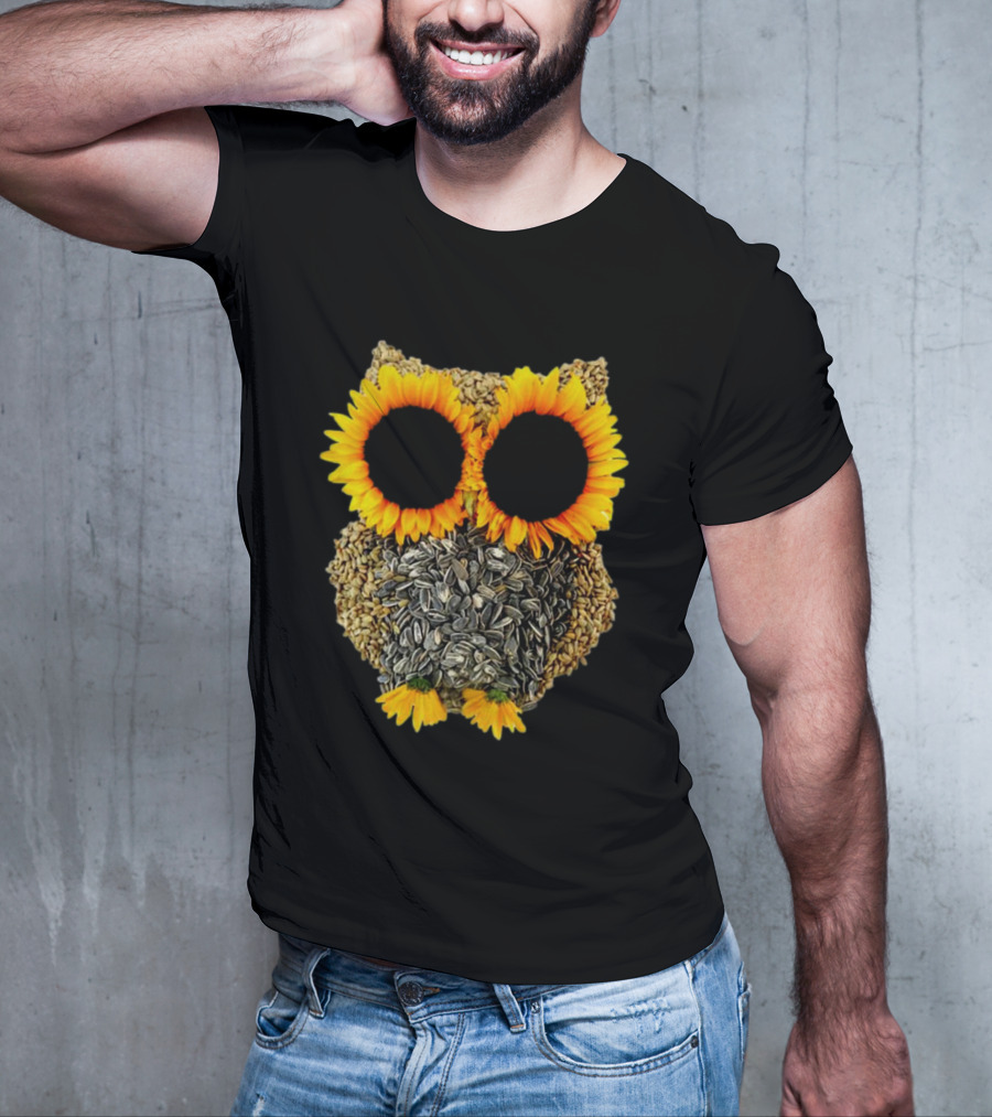 Sunflower Seed Owl With Bright Sunflower Eyes T-Shirt