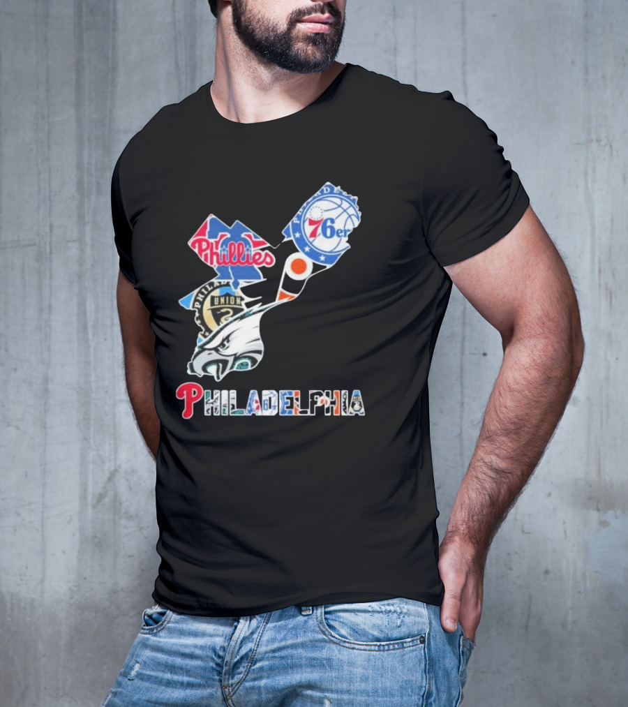 Philadelphia Eagles Phillies 76ers Union Flyers T-Shirt