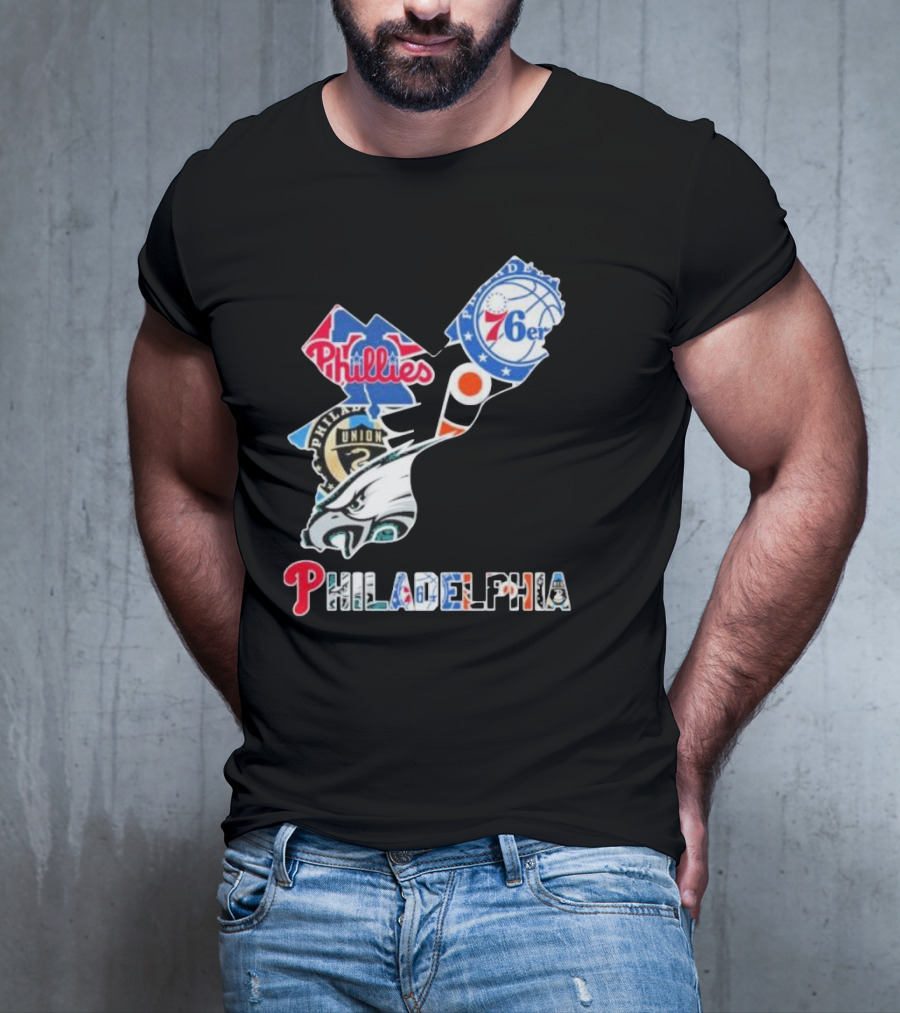Philadelphia Eagles Phillies 76ers Union Flyers T-Shirt