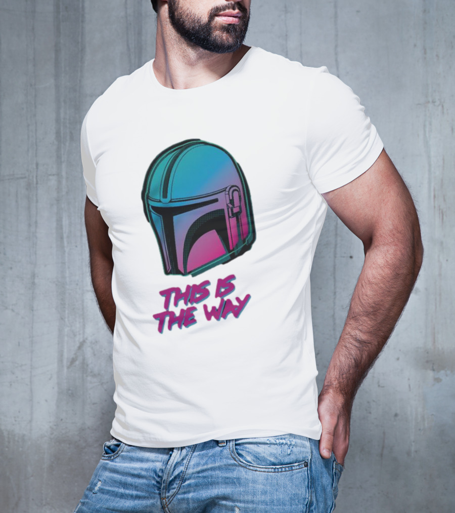 Star Wars The Mandalorian Helmet This Is The Way Neon T-Shirt