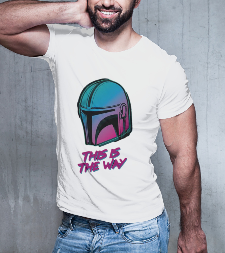 Star Wars The Mandalorian Helmet This Is The Way Neon T-Shirt