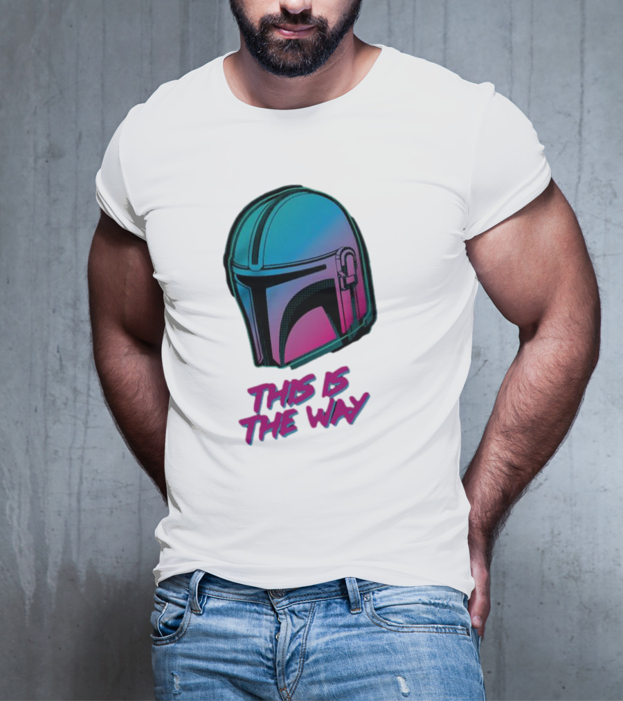 Star Wars The Mandalorian Helmet This Is The Way Neon T-Shirt