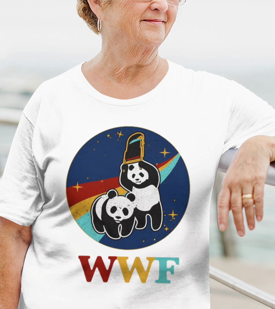 WWF Panda Bear Wrestling NASA Astronauts Space T-Shirt