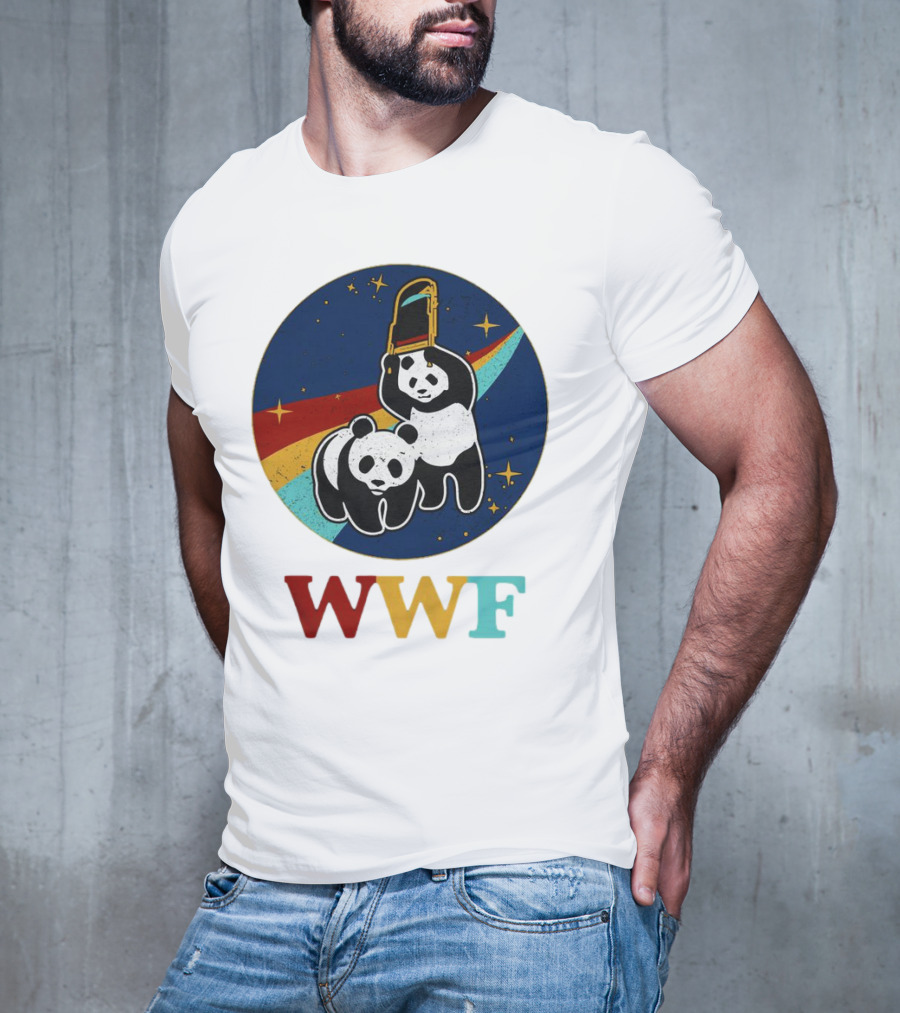 WWF Panda Bear Wrestling NASA Astronauts Space T-Shirt