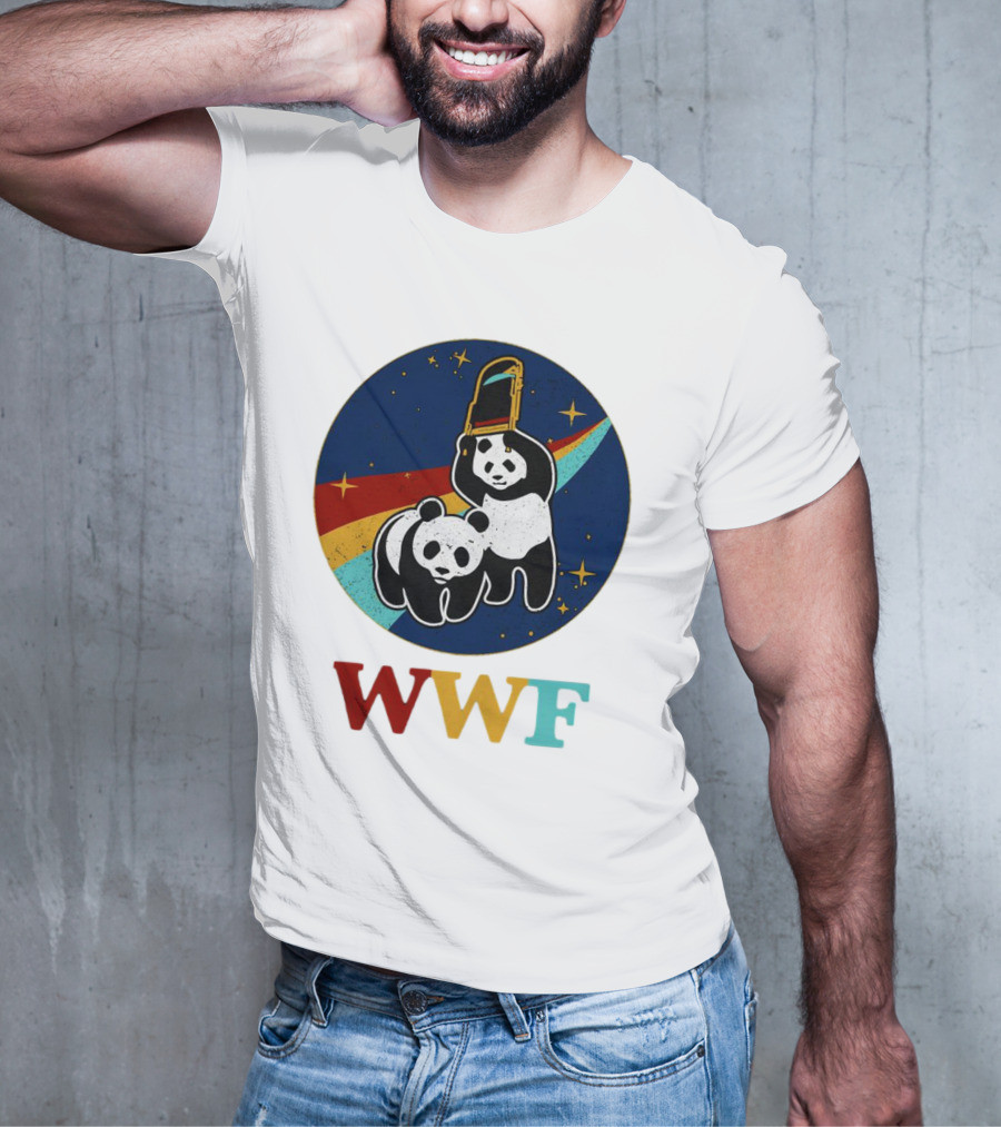 WWF Panda Bear Wrestling NASA Astronauts Space T-Shirt