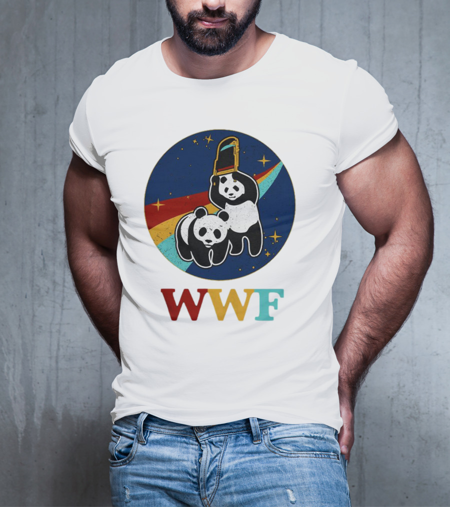 WWF Panda Bear Wrestling NASA Astronauts Space T-Shirt