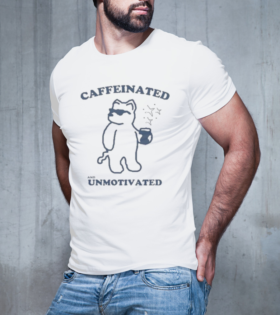 Caffeinated And Unmotivated Bear With Coffee Mug And Sunglasses T-Shirt
