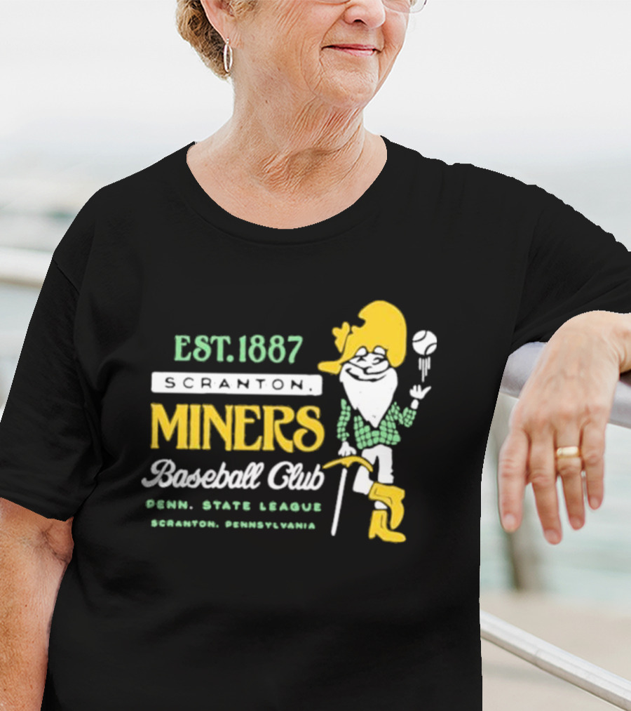 Est 1887 Scranton Miners Baseball Club Penn State League Scranton Pennsylvania Mascot T-Shirt