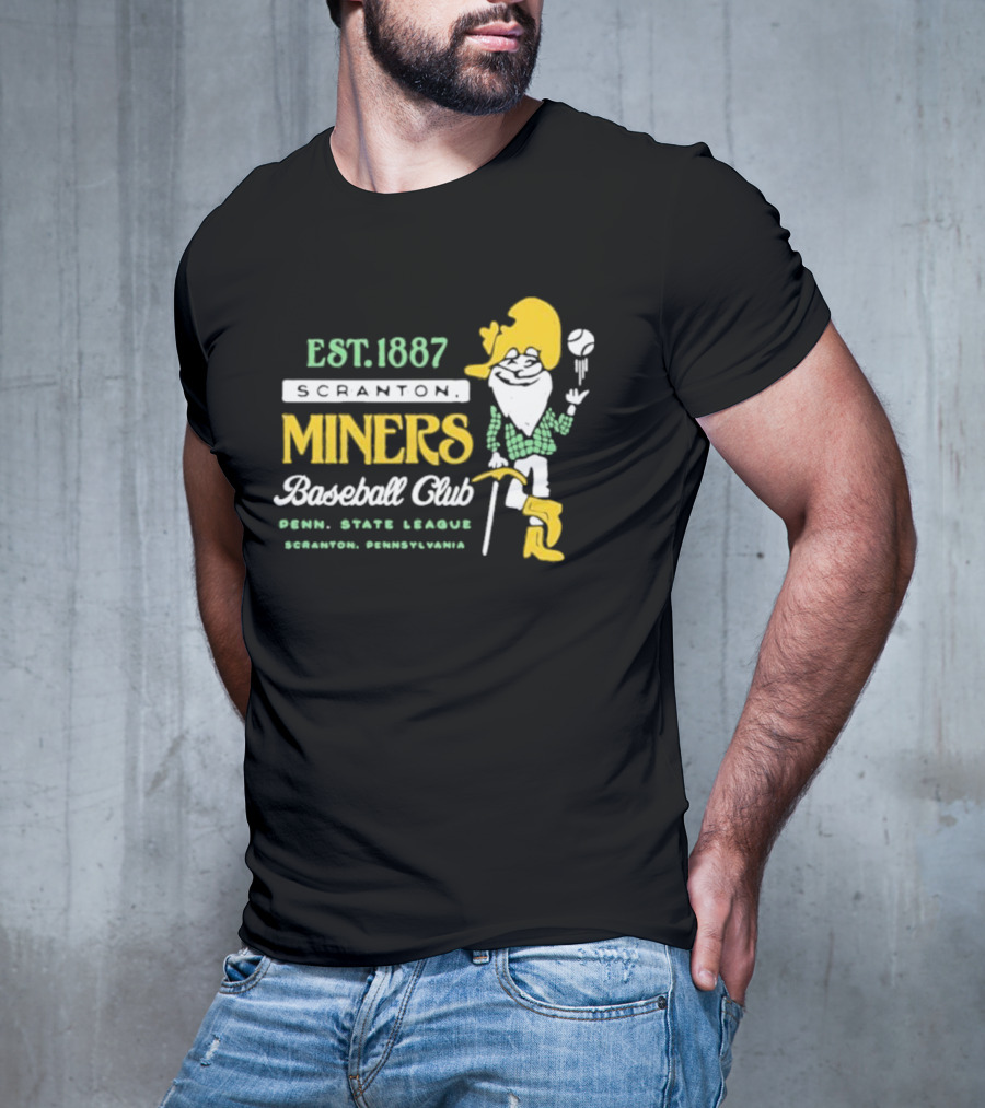 Est 1887 Scranton Miners Baseball Club Penn State League Scranton Pennsylvania Mascot T-Shirt