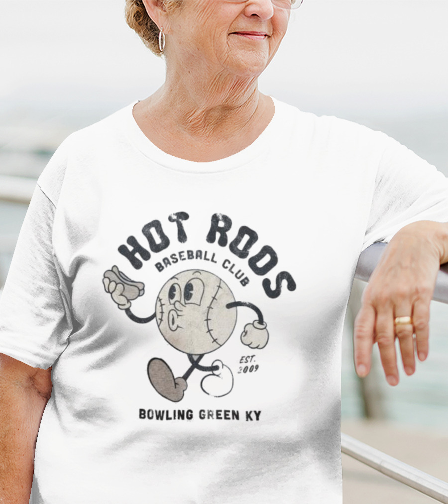 Hot Rods Baseball Club Bowling Green KY Est 2009 Vintage Cartoon Baseball Character T-Shirt