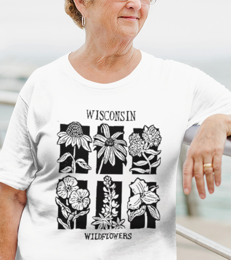 Wisconsin Wildflowers Sunflower Coneflower Milkweed Marigold Lupine Iris T-Shirt