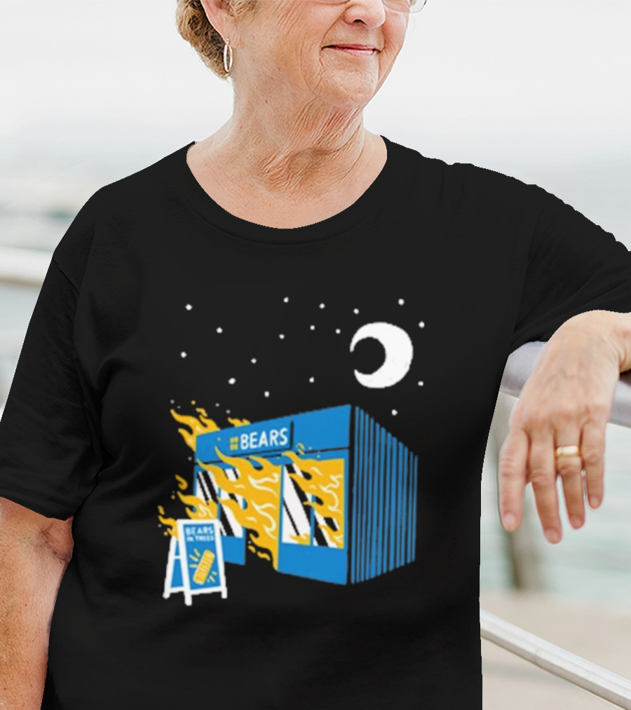 Bears Bakery On Fire Charcoal Night Scene T-Shirt