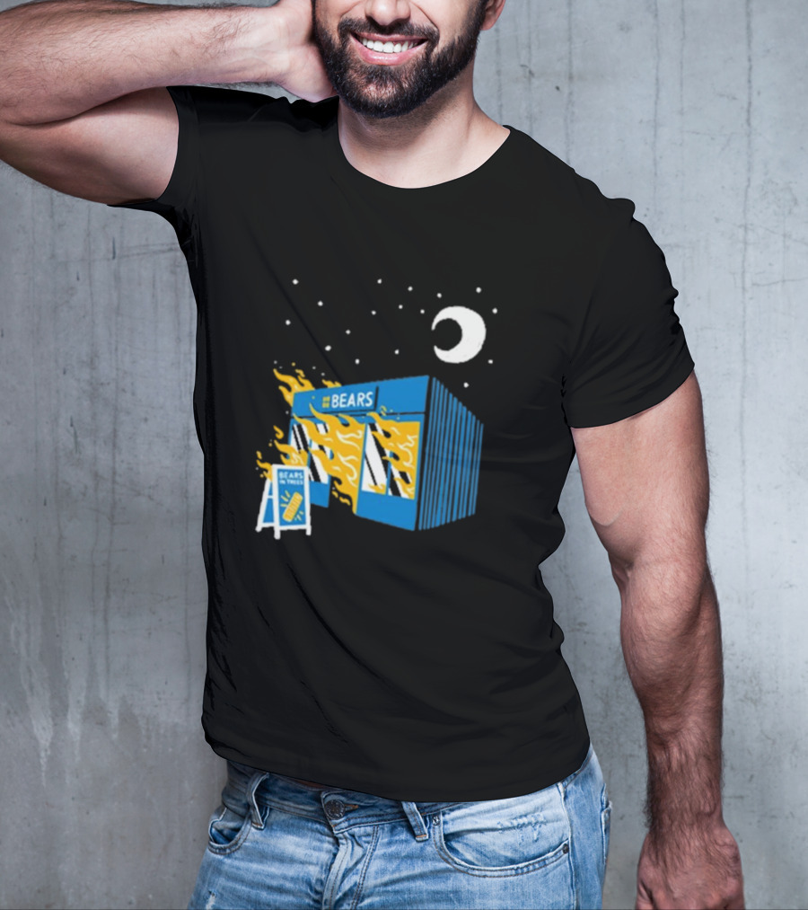 Bears Bakery On Fire Charcoal Night Scene T-Shirt