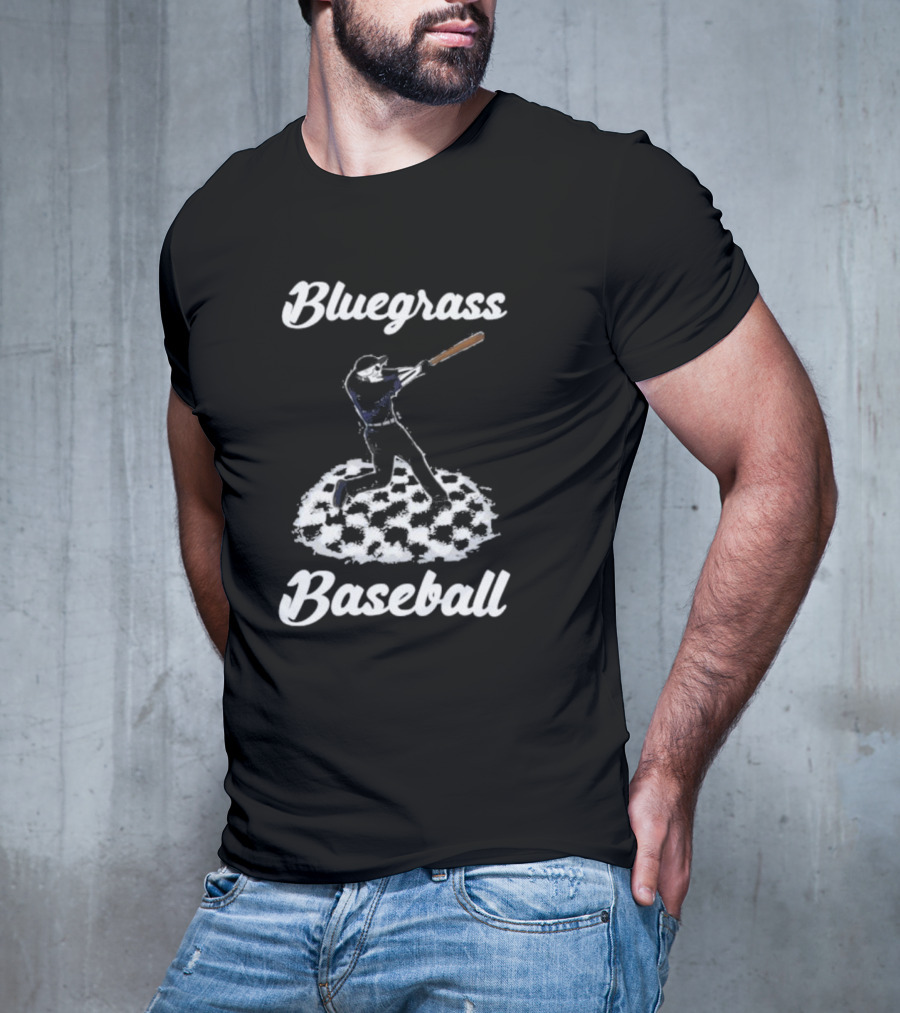 Bluegrass Baseball Skeleton Player Batting On Checkered Field T-Shirt