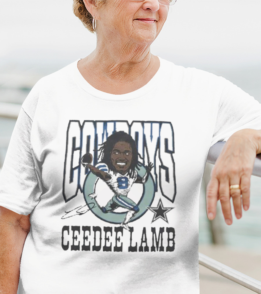 Cowboys Ceedee Lamb Number 88 Football Star Signature T-Shirt