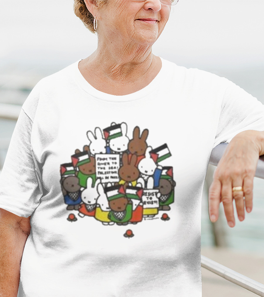 Freedom Fighting Bunnies With Flags And Colorful Outfits T-Shirt