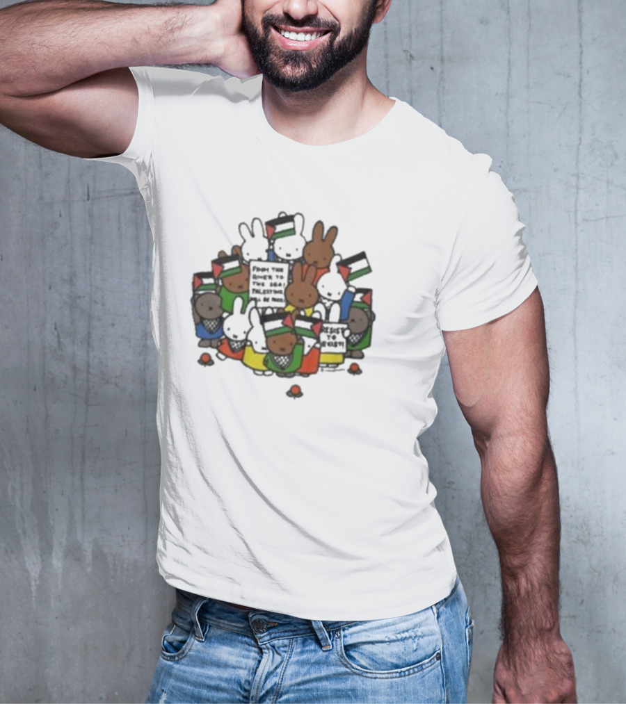 Freedom Fighting Bunnies With Flags And Colorful Outfits T-Shirt