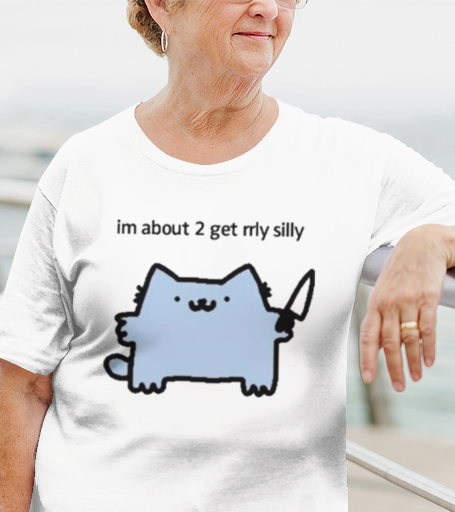 Im About 2 Get Rlly Silly Cat Holding Knife Cute Meme T-Shirt