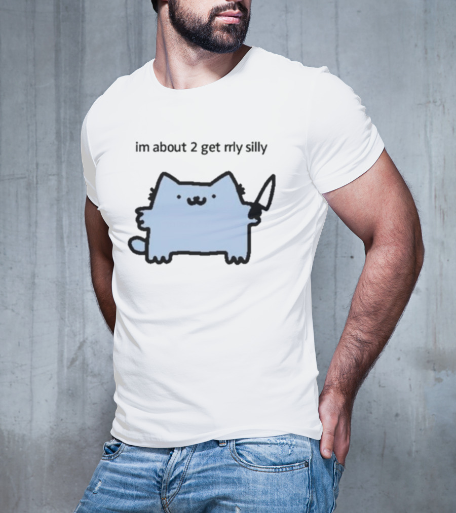 Im About 2 Get Rlly Silly Cat Holding Knife Cute Meme T-Shirt