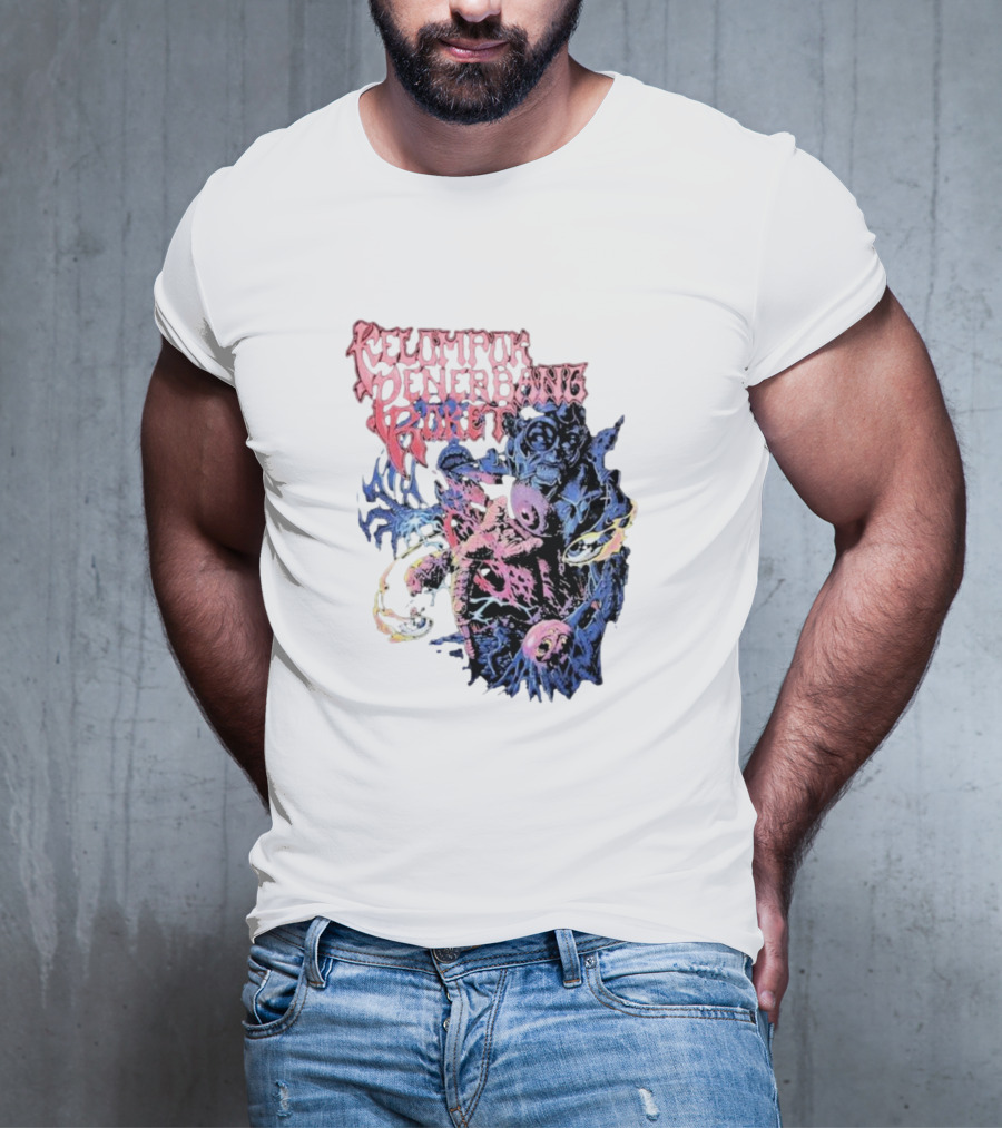 Kelompok Penerbang Roket Space Rage Psychedelic Monster T-Shirt
