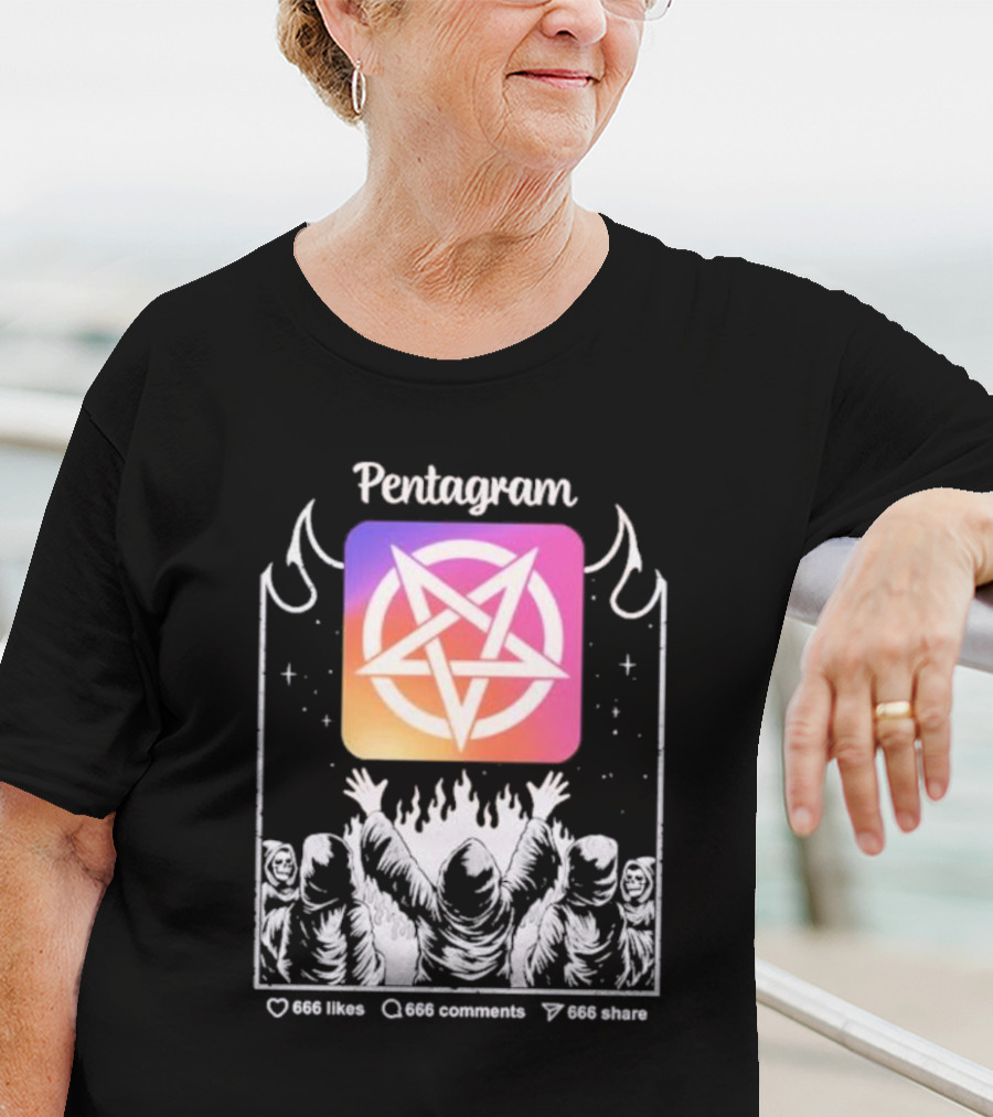 Pentagram Vol 2 666 Likes 666 Comments 666 Share Hoodie Circle Icon Ritual T-Shirt