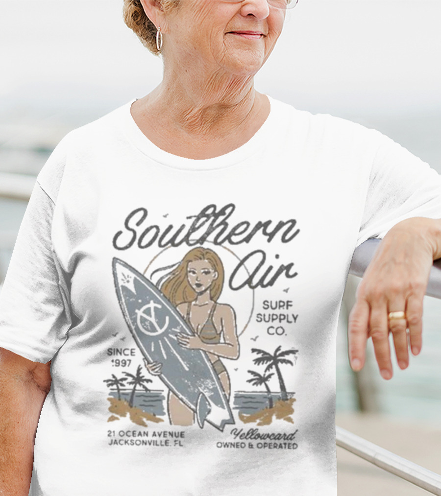 Southern Air Surf Supply Co Yellowcard Band 21 Ocean Avenue Jacksonville FL Since 1997 T-Shirt