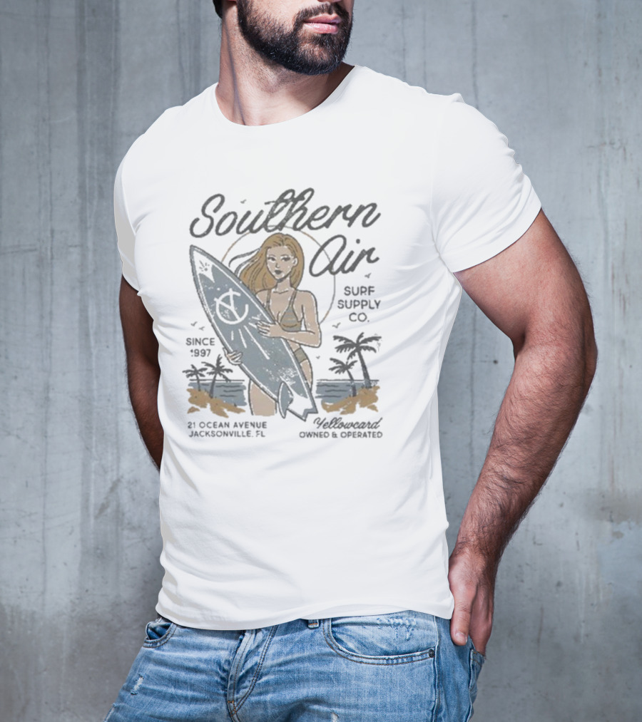 Southern Air Surf Supply Co Yellowcard Band 21 Ocean Avenue Jacksonville FL Since 1997 T-Shirt