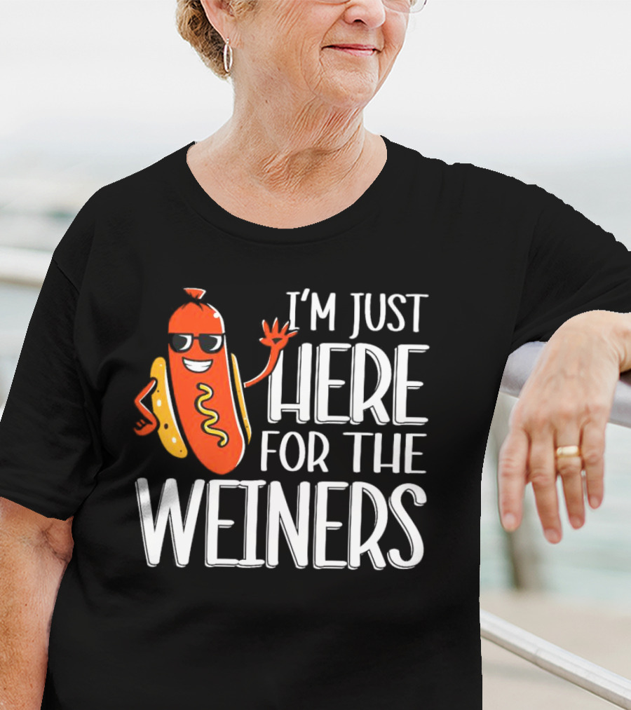 I'm Just Here For The Wieners Sausage Wearing Sunglasses T-Shirt