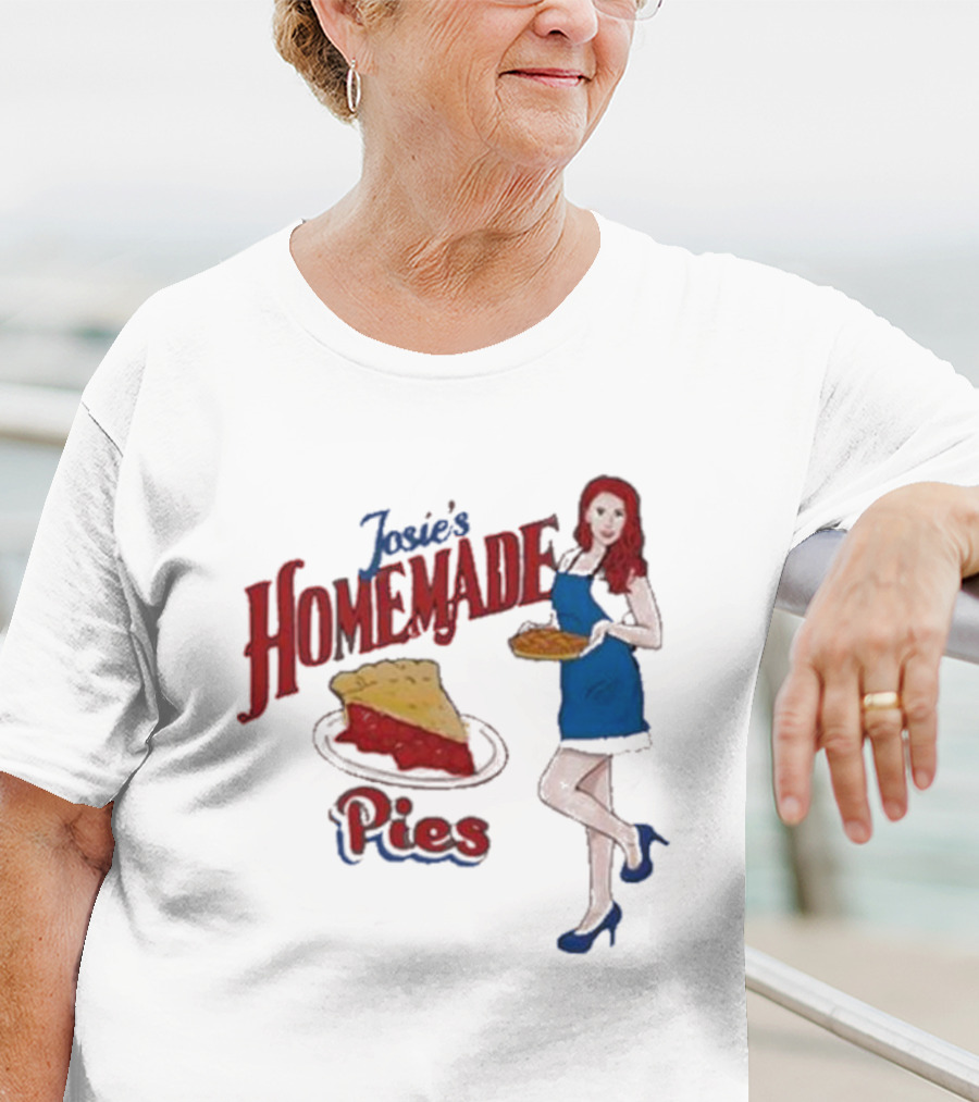 Josie’s Homemade Pies Woman With Cherry Pie And Blue Dress T-Shirt
