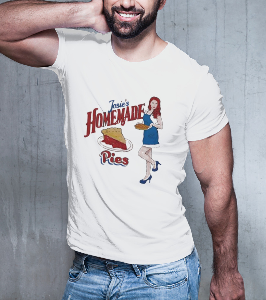 Josie’s Homemade Pies Woman With Cherry Pie And Blue Dress T-Shirt