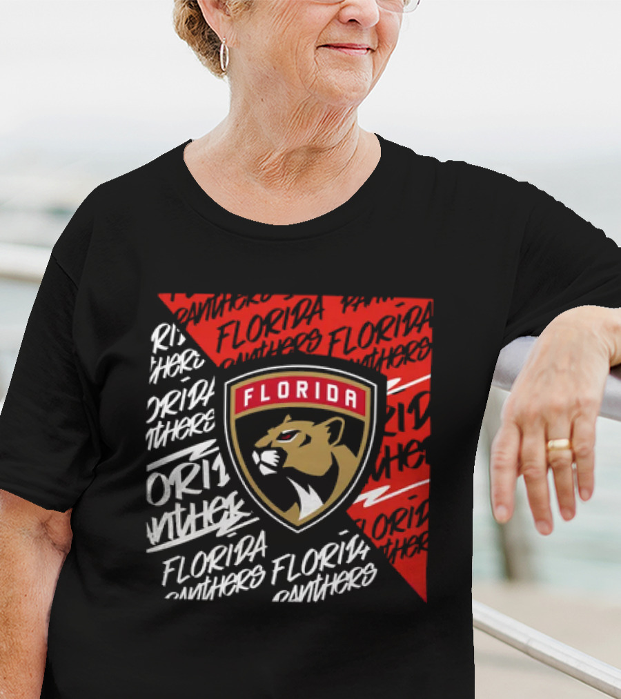 Florida Panthers Logo Text Florida Panthers Divide T-Shirt