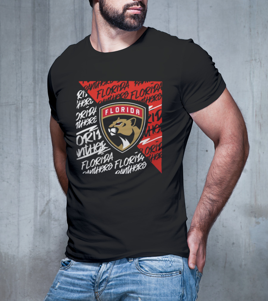 Florida Panthers Logo Text Florida Panthers Divide T-Shirt