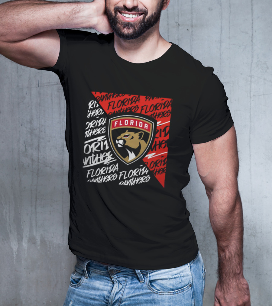 Florida Panthers Logo Text Florida Panthers Divide T-Shirt