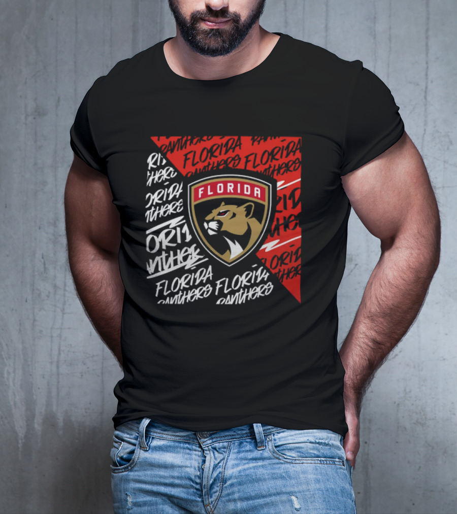 Florida Panthers Logo Text Florida Panthers Divide T-Shirt