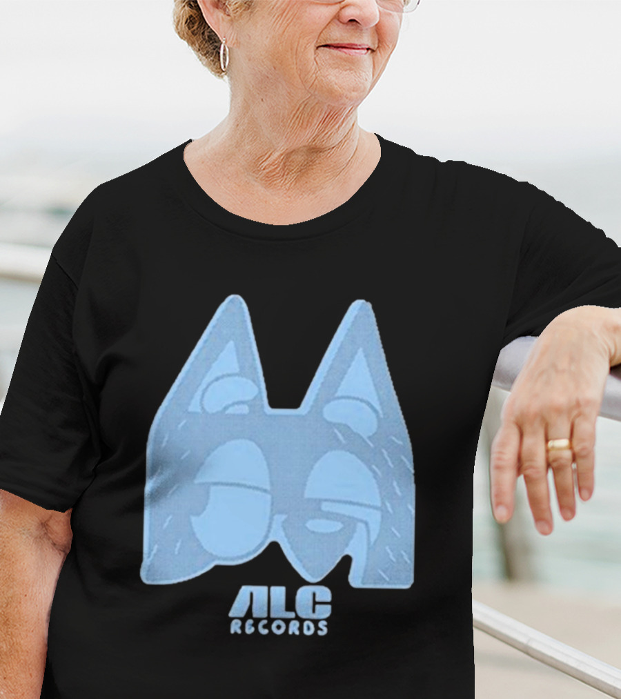 ALC Records Store Blue Cartoon Face Seasons Change T-Shirt