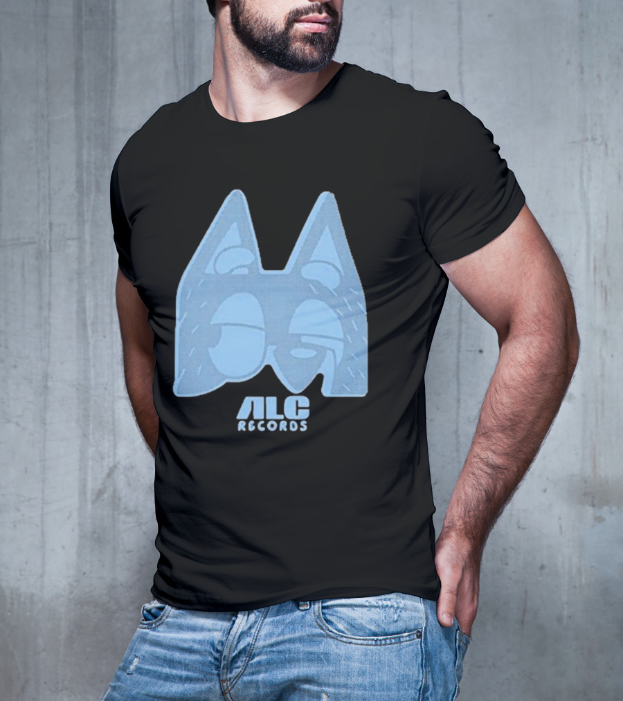 ALC Records Store Blue Cartoon Face Seasons Change T-Shirt
