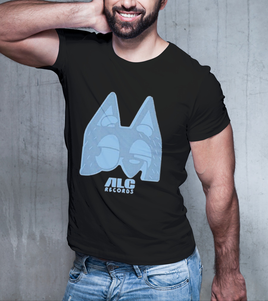 ALC Records Store Blue Cartoon Face Seasons Change T-Shirt