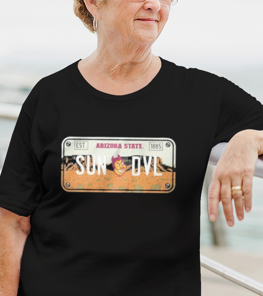 Arizona State Sun Devils Est 1885 License Plate T-Shirt